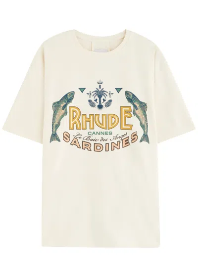 RHUDE RHUDE SARDINES PRINTED COTTON T-SHIRT