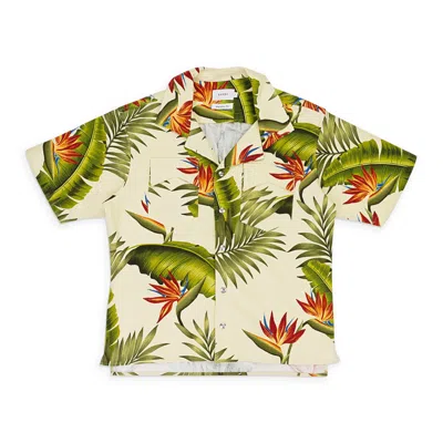 RHUDE WOVEN COTTON MULTI SNAP BUTTON DOWN SHIRT