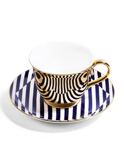 RICHARD BRENDON SUPERSTRIPE TEACUP AND SAUCER