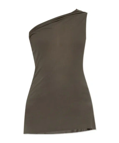 RICK OWENS RICK OWENS ASYMMETRICAL CUT SLEEVELESS TOP