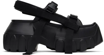 RICK OWENS BLACK HOLLYWOOD MEGA TRACTOR HEELED SANDALS