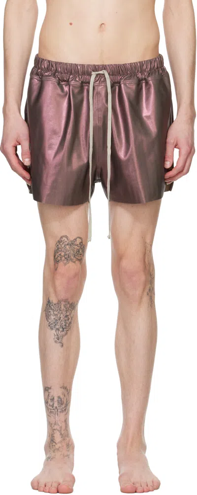 RICK OWENS BROWN HOLLYWOOD BOXER SWIM SHORTS
