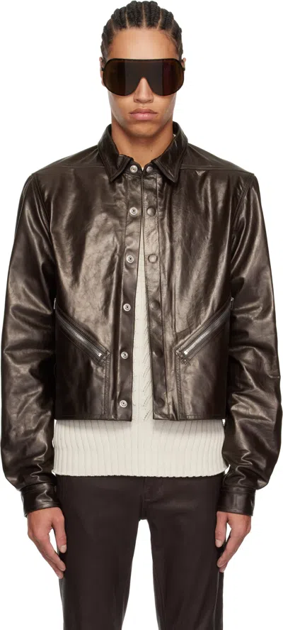 RICK OWENS BROWN HOLLYWOOD TOUR ALICE LEATHER JACKET