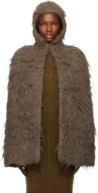 RICK OWENS BROWN PORTERVILLE CAPE JACKET