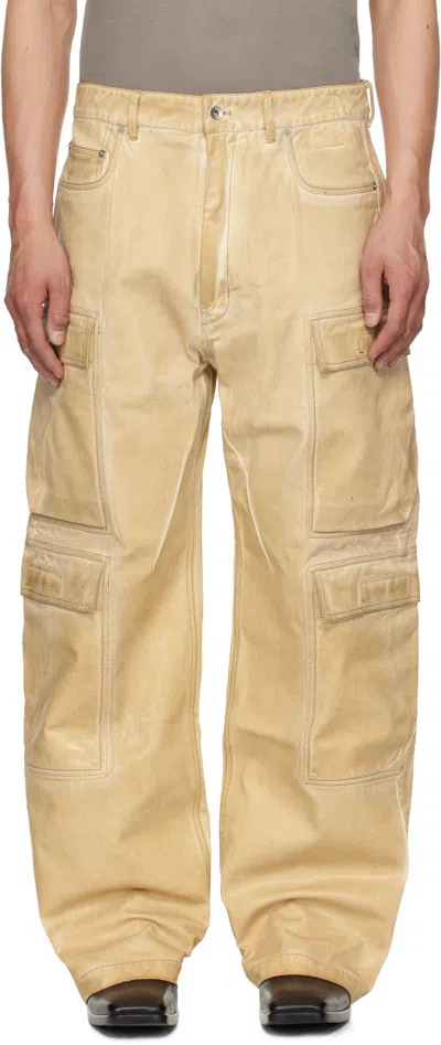 RICK OWENS DRKSHDW BEIGE HOLLYWOOD DOUBLE CARGO JEANS