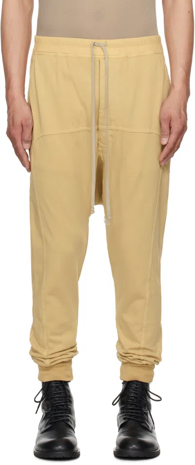 RICK OWENS DRKSHDW BEIGE HOLLYWOOD DRAWSTRING SWEATPANTS