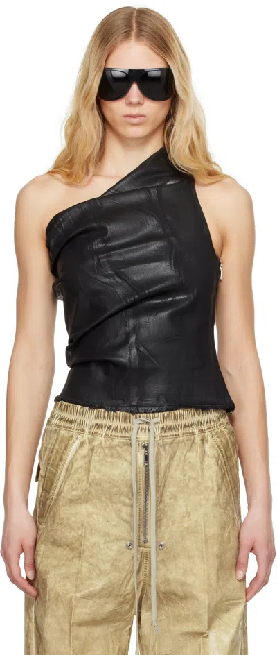 RICK OWENS DRKSHDW BLACK HOLLYWOOD ATHENA CROPPED DENIM TOP