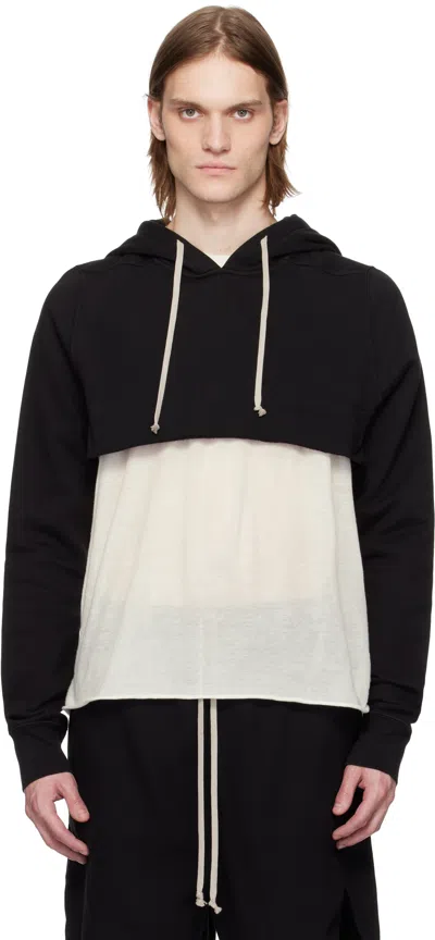 RICK OWENS DRKSHDW BLACK HOLLYWOOD CROPPED HOODIE