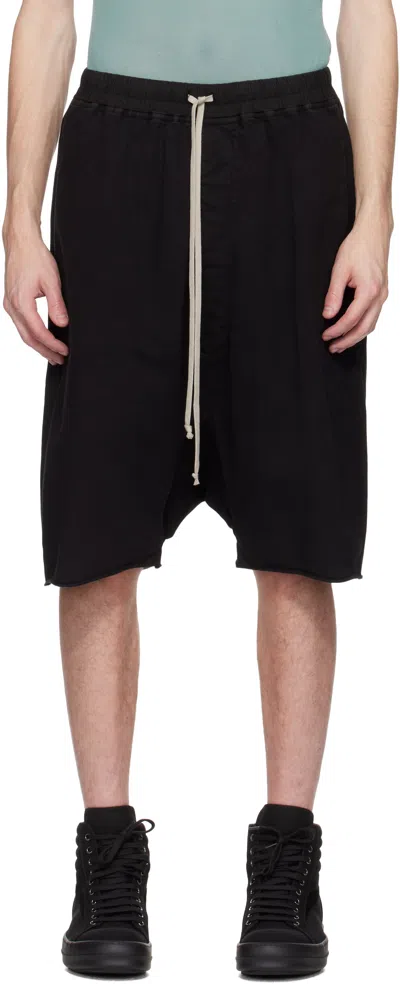 RICK OWENS DRKSHDW BLACK HOLLYWOOD DRAWSTRING PODS SHORTS