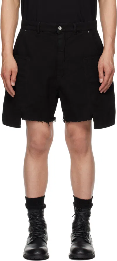 RICK OWENS DRKSHDW BLACK HOLLYWOOD STEFAN CARGO SHORTS