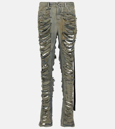 RICK OWENS DRKSHDW DISTRESSED LOW-RISE JEANS