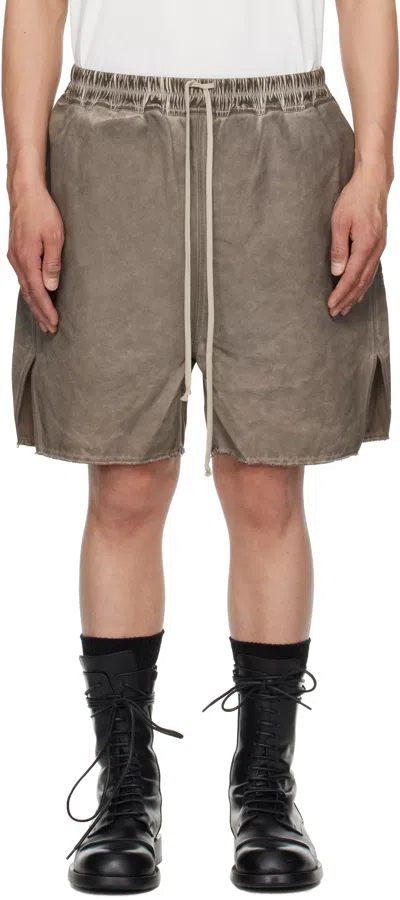 RICK OWENS DRKSHDW GRAY HOLLYWOOD LONG BOXERS BUTT ZIPP SHORTS