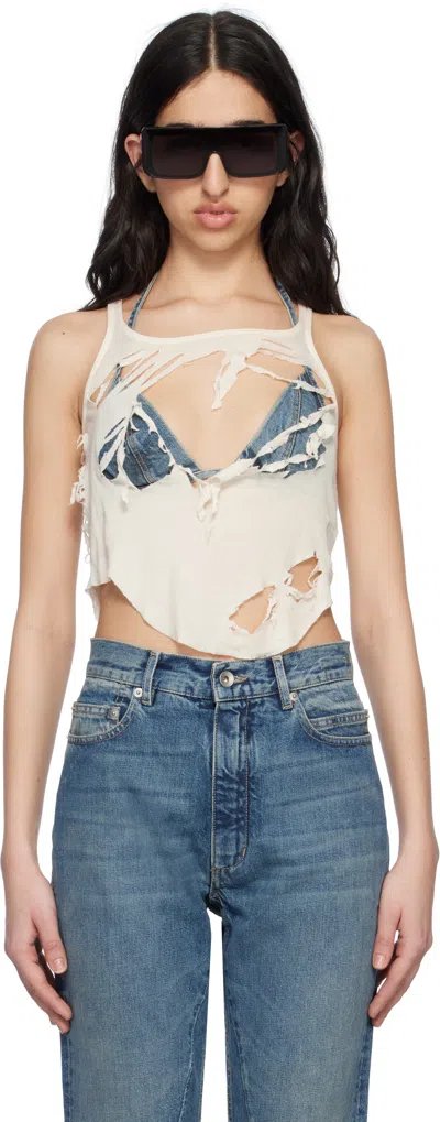 RICK OWENS DRKSHDW OFF-WHITE HOLLYWOOD BASIC CROPPED TANK TOP