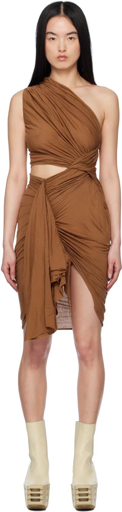 RICK OWENS DRKSHDW ORANGE HOLLYWOOD COTTON GAUZE JERSEY FOG MINIDRESS