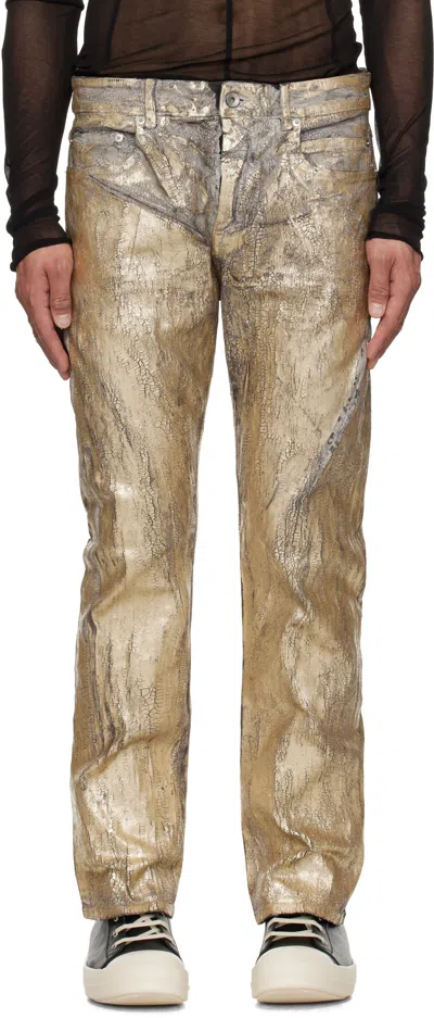 RICK OWENS GOLD HOLLYWOOD HEADON UTILITY JEANS
