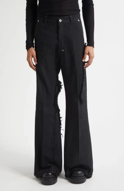 RICK OWENS RICK OWENS JORIS MIXED MEDIA BOOTCUT JEANS