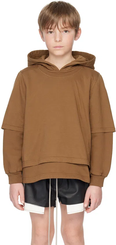 RICK OWENS KIDS BROWN HUSTLER HOODIE