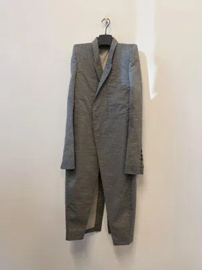 RICK OWENS TWO-BUTTON CHECK COAT