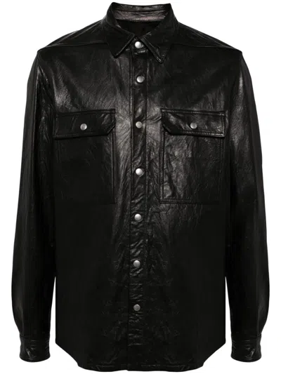 RICK OWENS LEATHER SHIRT JACKET