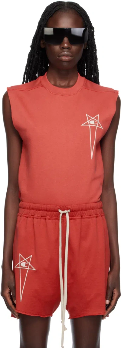 RICK OWENS RED CHAMPION EDITION BASKETBALL TANK TOP