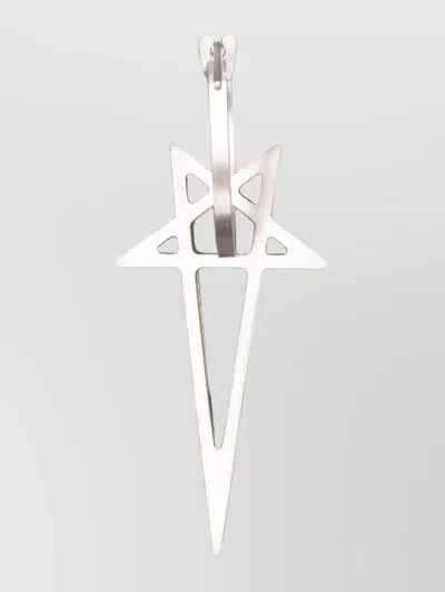 RICK OWENS STAR DROP HOOP EARRINGS WITH GEOMETRIC CUTOUTS