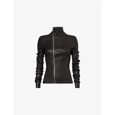 RICK OWENS WOMENS BLACK GARY HIGH-NECK STRETCH-LEATHER BLEND JACKET