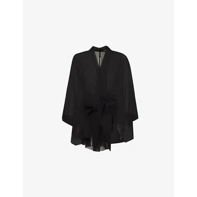 RICK OWENS WOMENS BLACK HALF MOON SHEER RELAXED-FIT SILK-JACKET