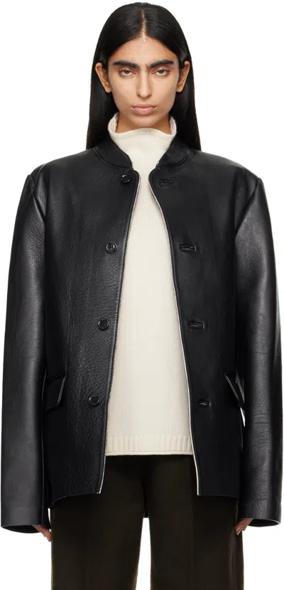 RIER BLACK BONDED LEATHER JACKET