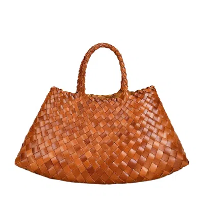 RIMINI WOMEN'S BROWN WOVEN LEATHER TOTE 'ELISABETTA' - TAN
