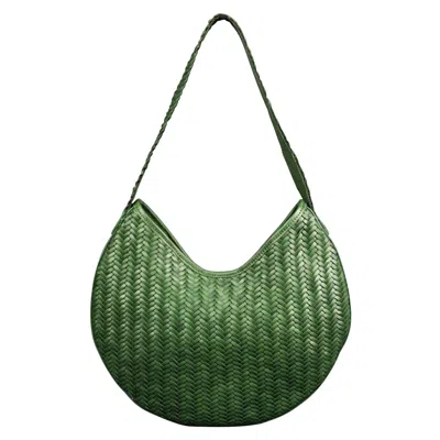 RIMINI WOMEN'S HAND WEAVING LEATHER SHOULDER 'SUSANNA' - GREEN
