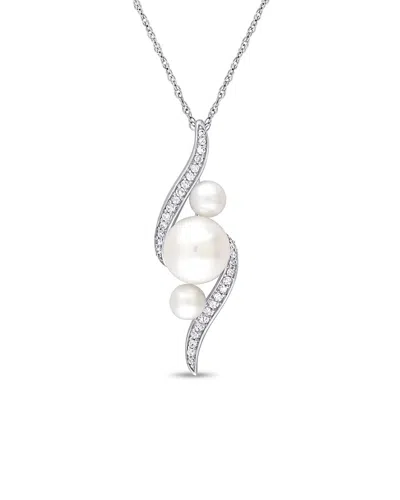 RINA LIMOR RINA LIMOR 10K 0.14 CT. TW. DIAMOND & PEARL TWIST NECKLACE