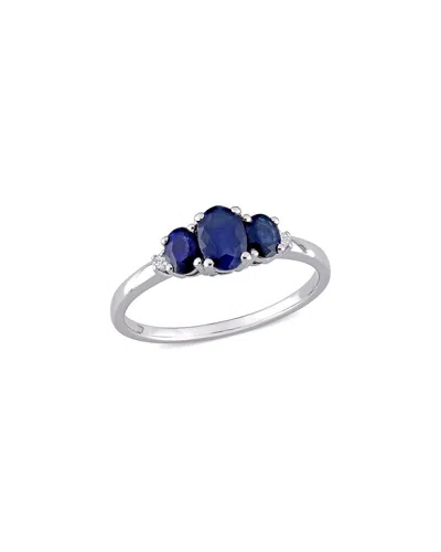 RINA LIMOR RINA LIMOR 10K 1.02 CT. TW. DIAMOND & BLUE SAPPHIRE THREE-STONE RING