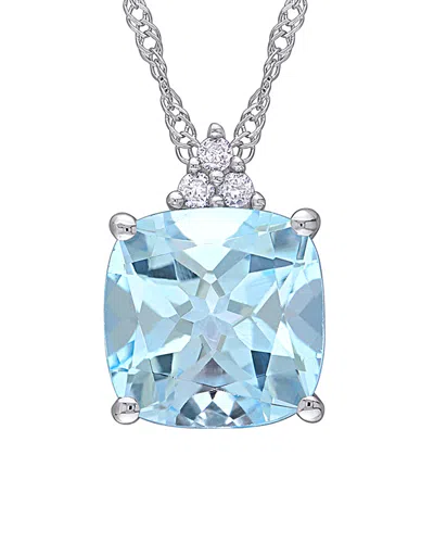 RINA LIMOR RINA LIMOR 10K 2.53 CT. TW. DIAMOND & SKY BLUE TOPAZ PENDANT NECKLACE