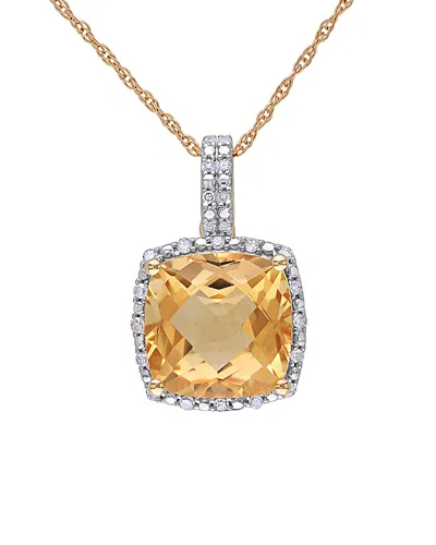 RINA LIMOR RINA LIMOR 10K 4.10 CT. TW. DIAMOND & CITRINE PENDANT NECKLACE