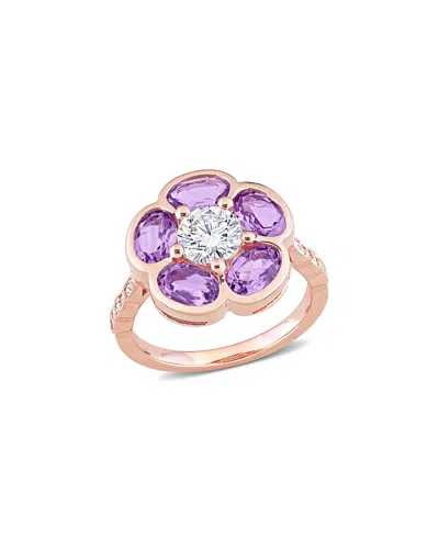 RINA LIMOR RINA LIMOR ROSE GOLD PLATED 3.06 CT. TW. DIAMOND & PURPLE TOPAZ RING