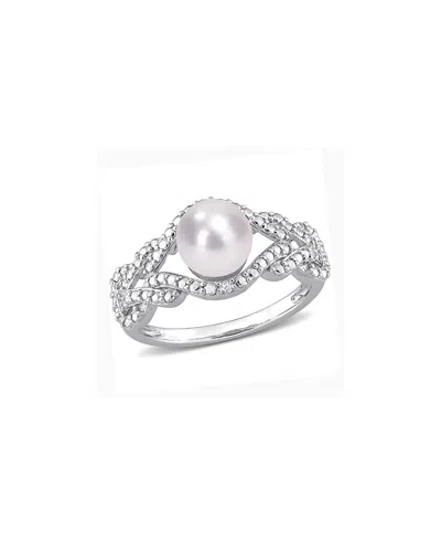 RINA LIMOR RINA LIMOR SILVER 0.02 CT. TW. DIAMOND 7-7.5MM PEARL INFINITY RING
