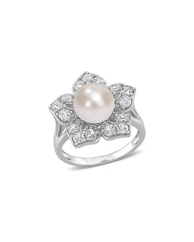 RINA LIMOR RINA LIMOR SILVER 1.35 CT. TW. WHITE SAPPHIRE 8.5-9MM PEARL RING