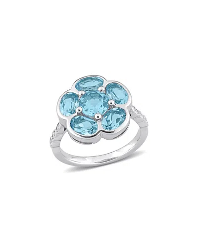 RINA LIMOR RINA LIMOR SILVER 3.41 CT. TW. DIAMOND & BLUE TOPAZ RING