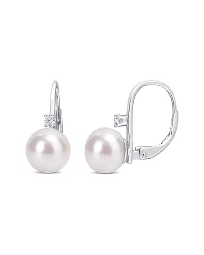 RINA LIMOR RINA LIMOR SILVER 9-9.5MM PEARL CZ EARRINGS