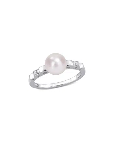 RINA LIMOR RINA LIMOR SILVER WHITE SAPPHIRE 7-7.5MM PEARL RING