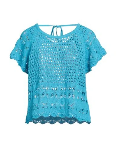 RINASCIMENTO RINASCIMENTO WOMAN SWEATER AZURE SIZE M/L COTTON, ACRYLIC