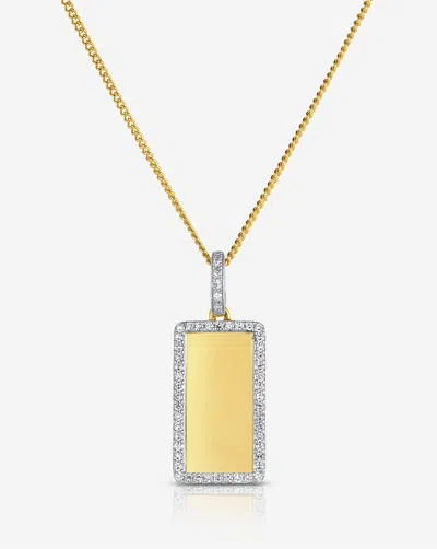 RING CONCIERGE PAVÉ BORDER ENGRAVABLE RECTANGLE PENDANT NECKLACE