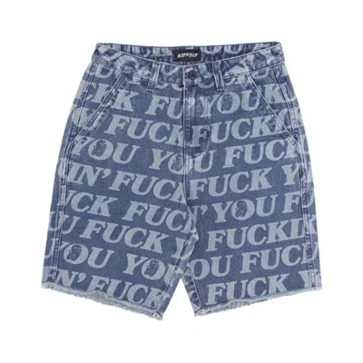 RIPNDIP MEN'S SHORT JEANS FUCKIN' FUCK DENIM SHORTS MEDIUM WASH