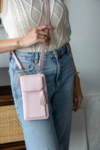 RISA VANCOUVER MEN'S THREE FOLD LEATHER WALLET CROSSBODY BABY PINK