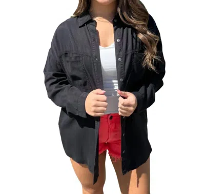 RISEN PLAIN & SIMPLE OVERSIZED TENCEL SHIRT IN BLACK