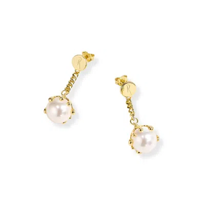 RISQUE WOMEN'S GOLD / WHITE VENERE MELT PEARL EARRINGS GOLD