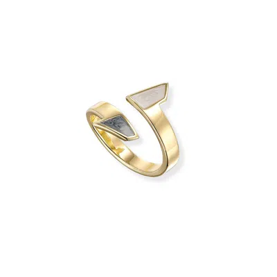 RISQUE WOMEN'S GREY / WHITE / GOLD PERSEFONE TWISTED RING