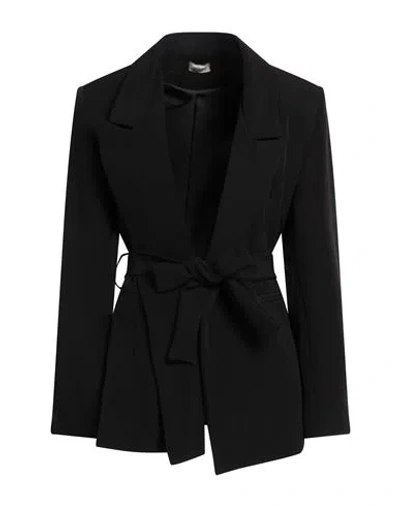 RITA LEVI CASHMERE RITA LEVI CASHMERE WOMAN BLAZER BLACK SIZE 12 POLYESTER, ELASTANE