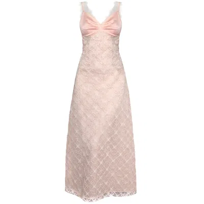 RIVIERA SOIRÉE WOMEN'S PINK MICHELLE LACE EMBROIDERED MAXI DRESS