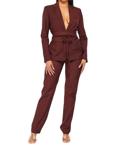 RIVIR SOLID JACKET AND PANTS SET IN BROWN